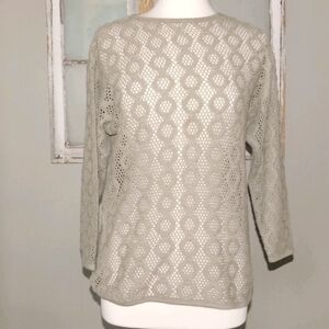 Block Island Tan Crochet Sweater